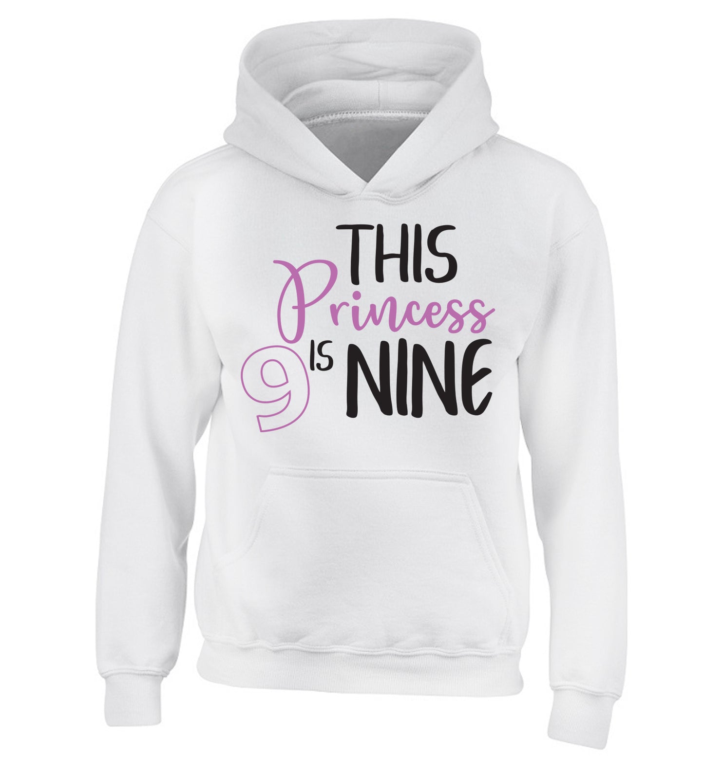 This princess is nine children's white hoodie 12-13 Years