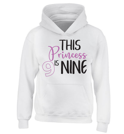 This princess is nine children's white hoodie 12-13 Years