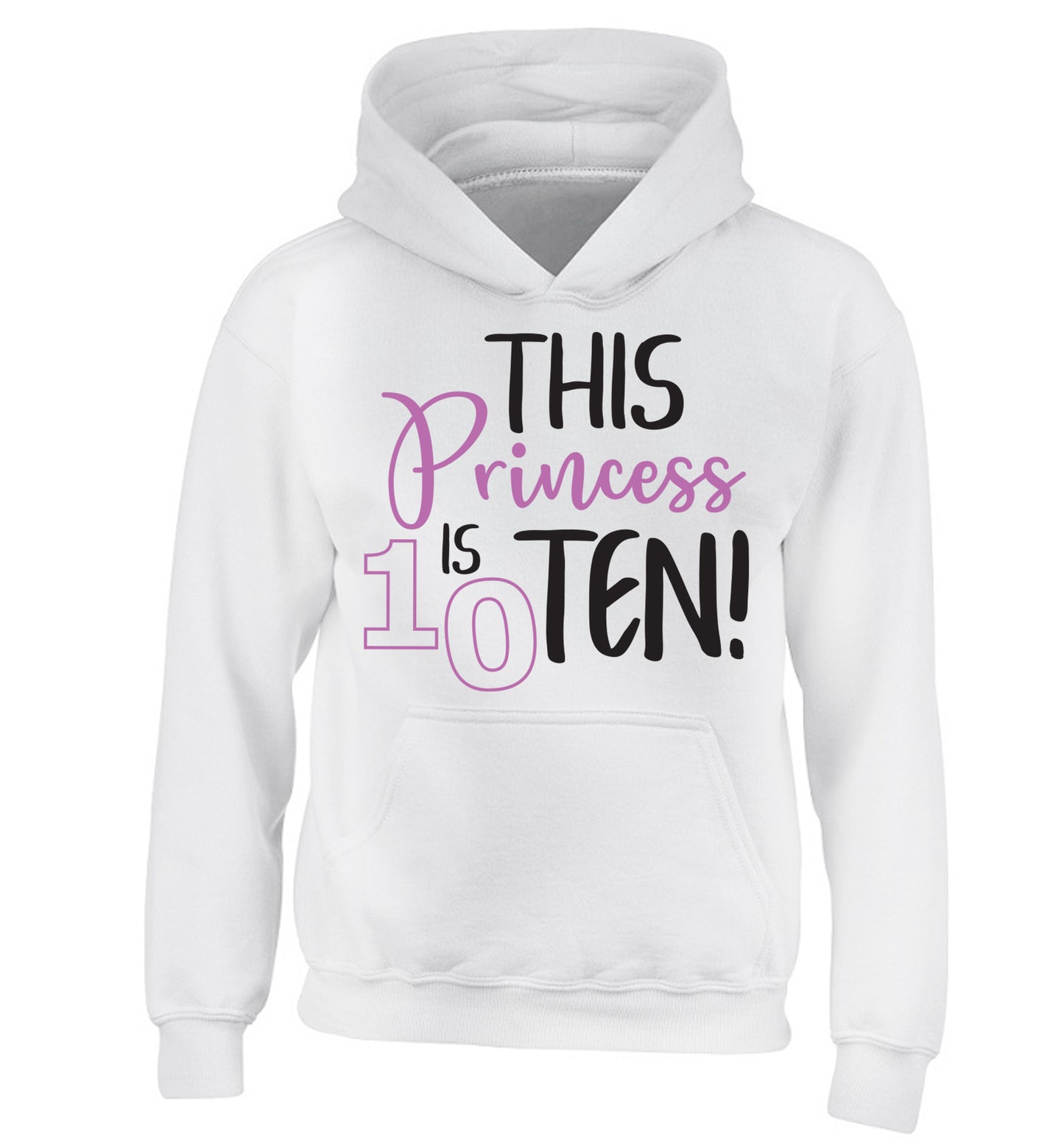 This princess is ten children's white hoodie 12-13 Years