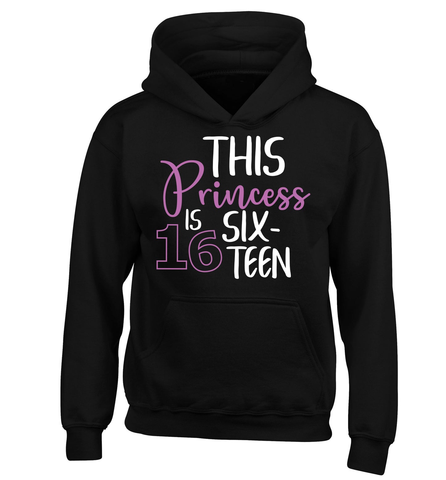 This princess is 16 children's black hoodie 12-13 Years