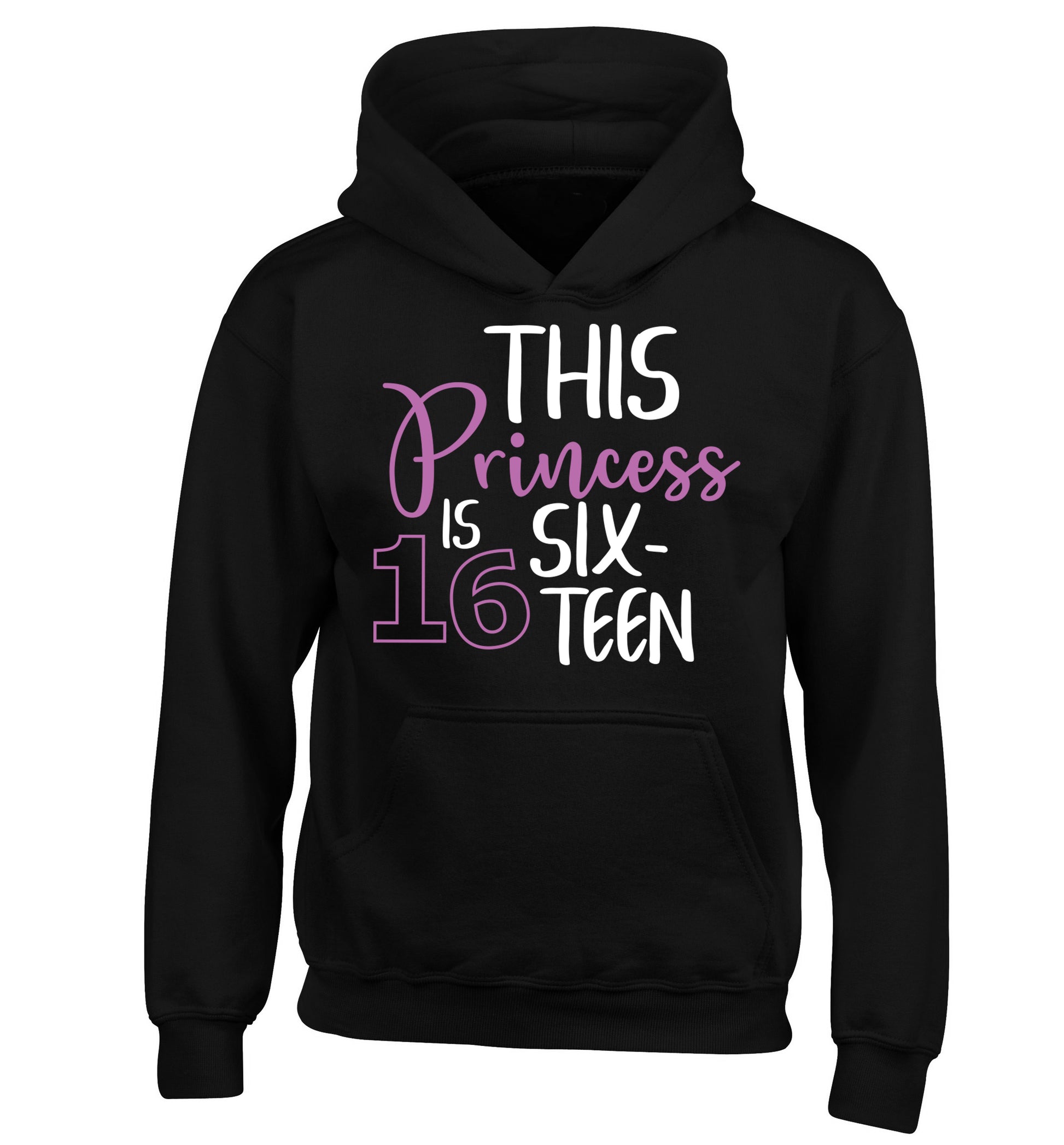 This princess is 16 children's black hoodie 12-13 Years
