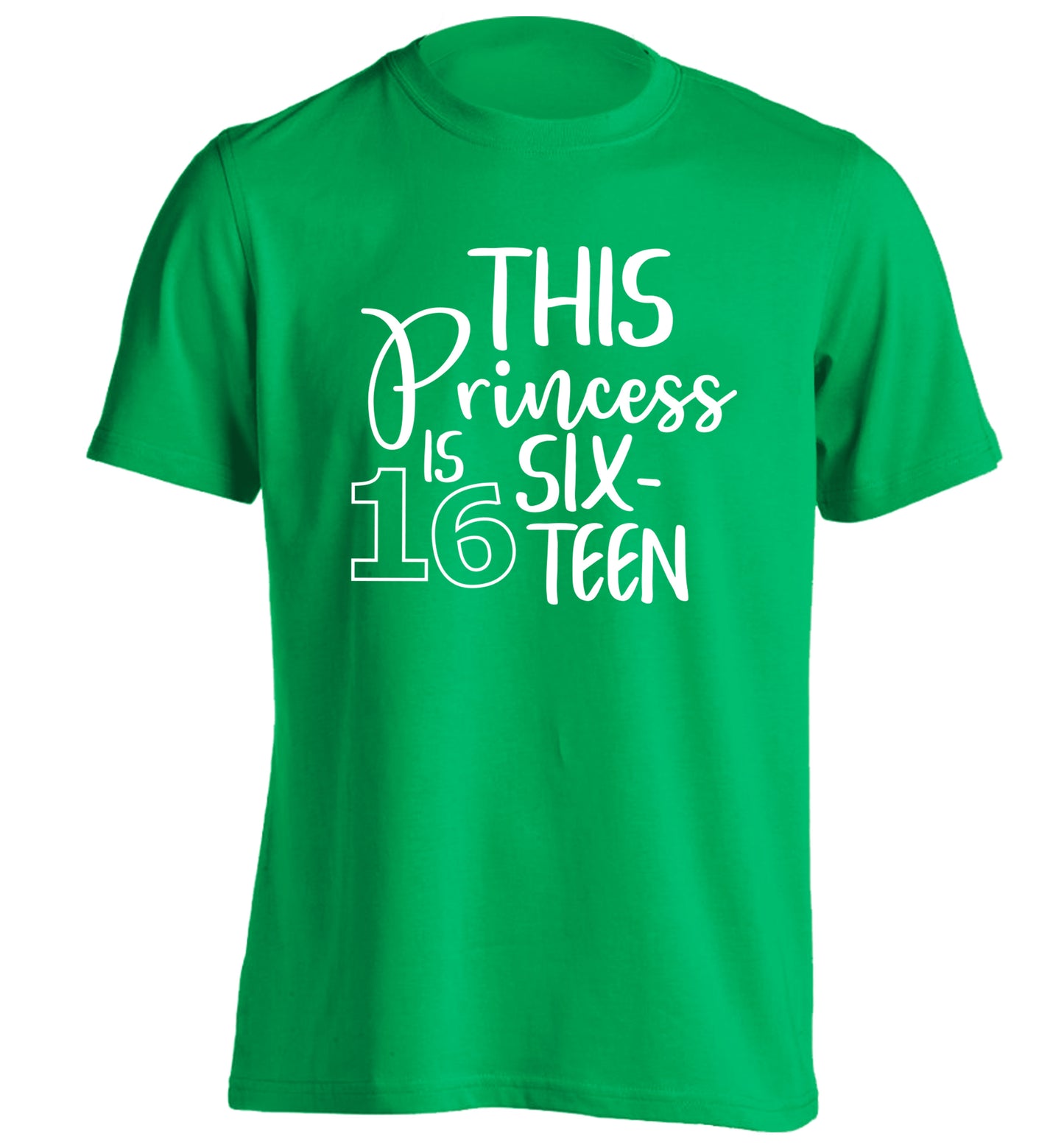 This princess is 16 adults unisex green Tshirt 2XL