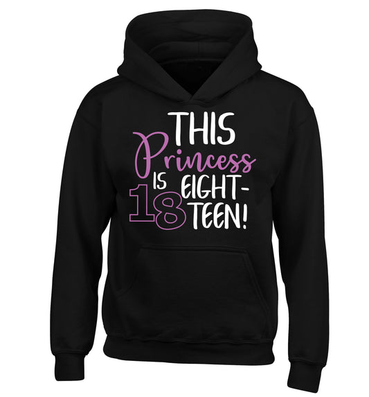 This princess is 18 children's black hoodie 12-13 Years