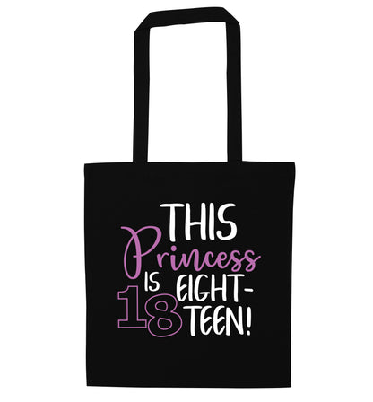 This princess is 18 black tote bag
