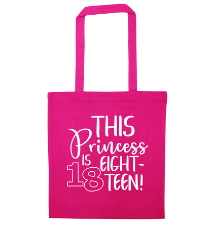 This princess is 18 pink tote bag