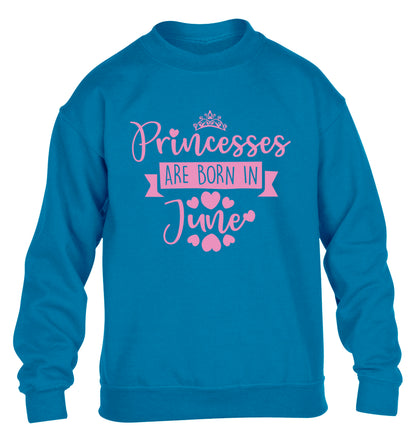 Princesses are born in June children's blue sweater 12-13 Years