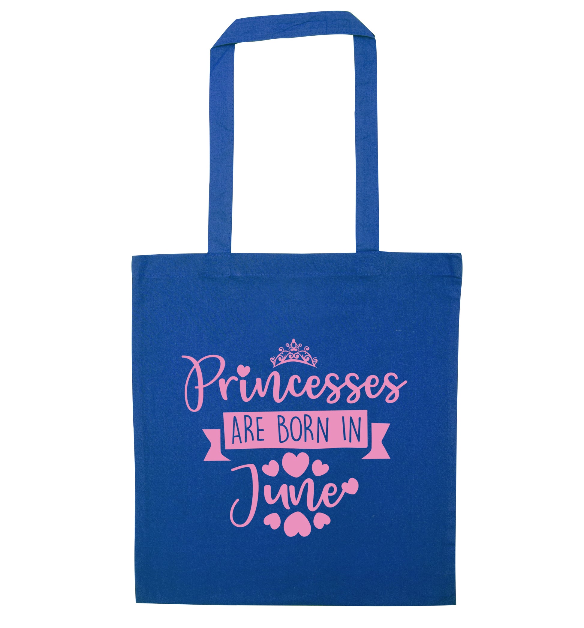 Princesses are born in June blue tote bag