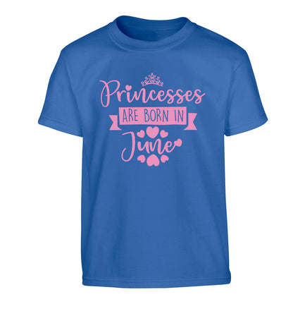 Princesses are born in June Children's blue Tshirt 12-13 Years