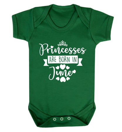 Princesses are born in June Baby Vest green 18-24 months