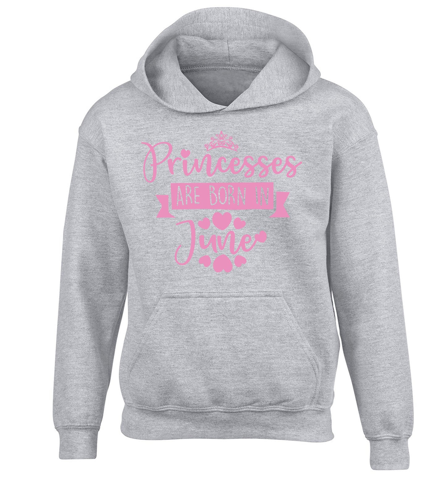 Princesses are born in June children's grey hoodie 12-13 Years
