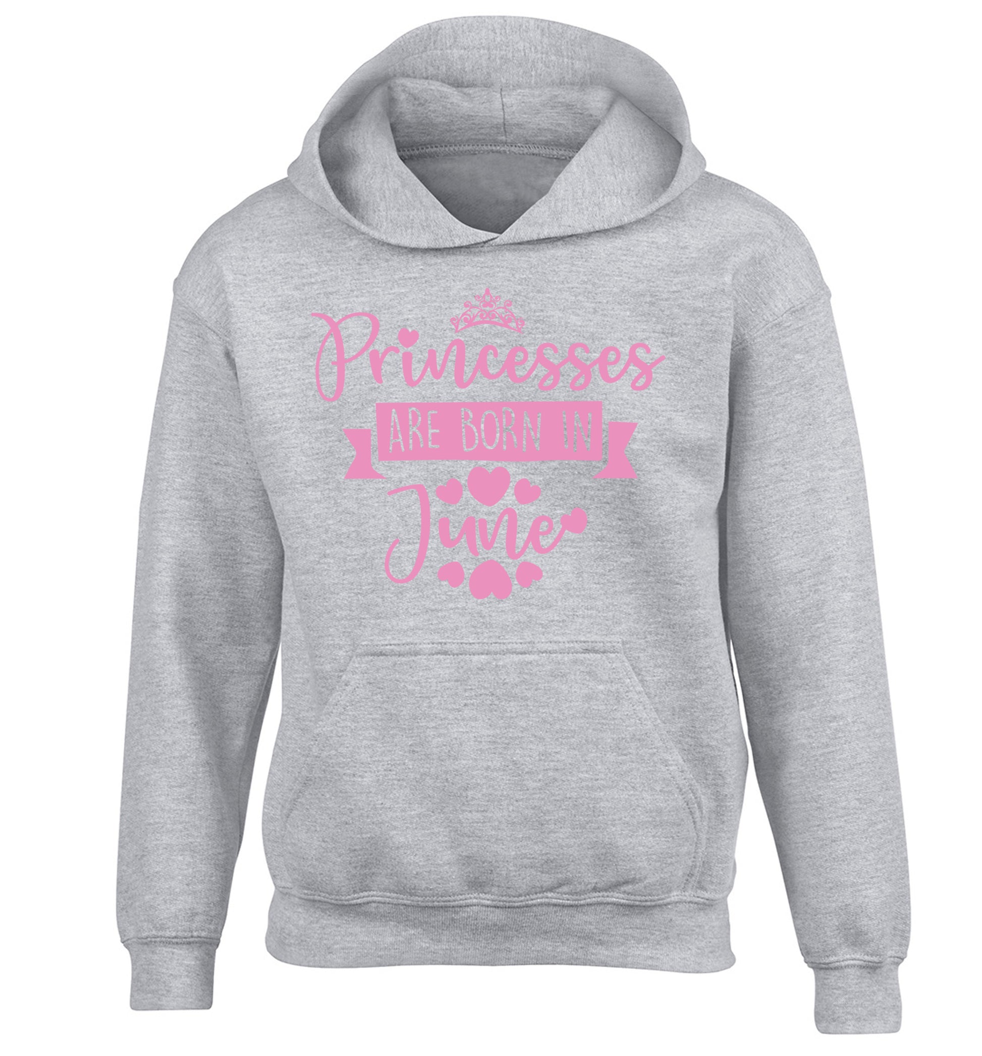 Princesses are born in June children's grey hoodie 12-13 Years
