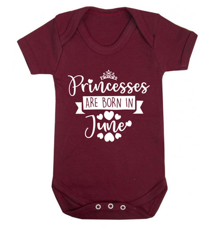 Princesses are born in June Baby Vest maroon 18-24 months