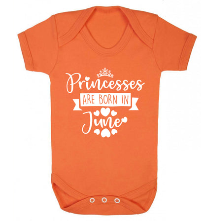 Princesses are born in June Baby Vest orange 18-24 months