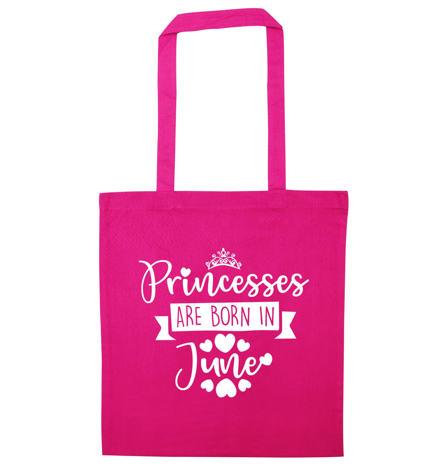 Princesses are born in June pink tote bag