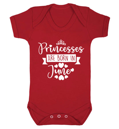 Princesses are born in June Baby Vest red 18-24 months