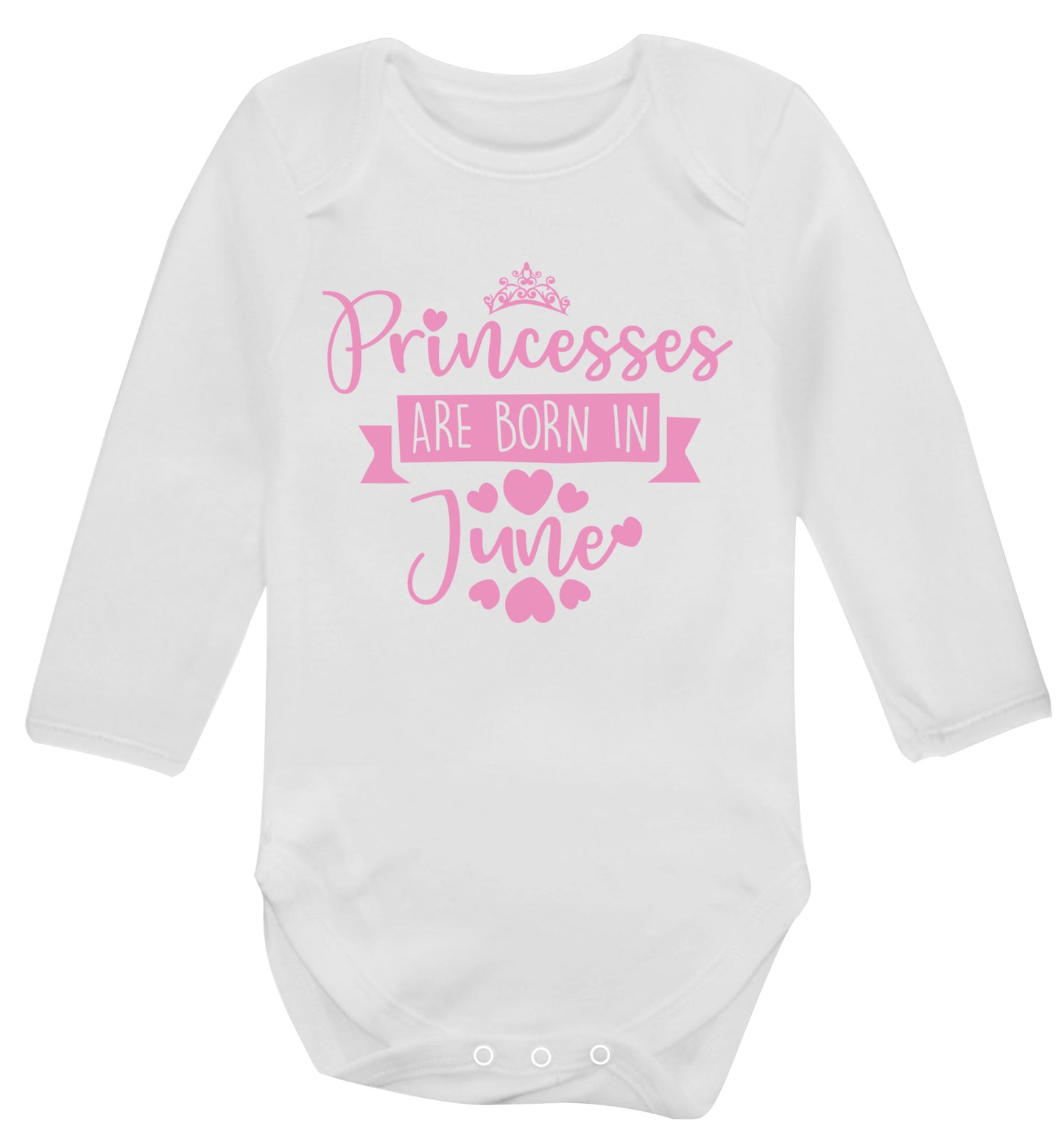 Princesses are born in June Baby Vest long sleeved white 6-12 months