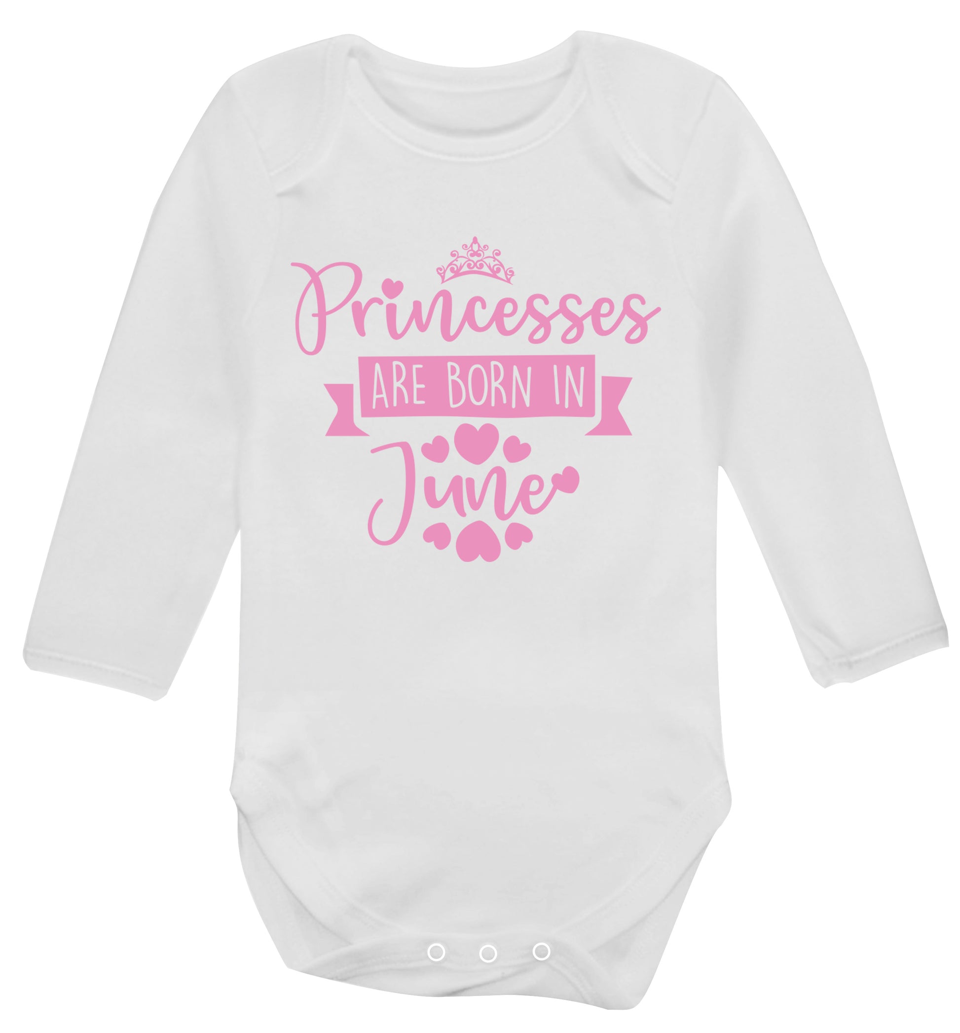 Princesses are born in June Baby Vest long sleeved white 6-12 months