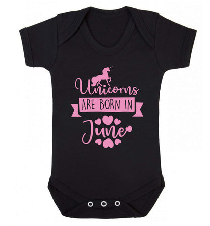 Unicorns are born in June Baby Vest black 18-24 months