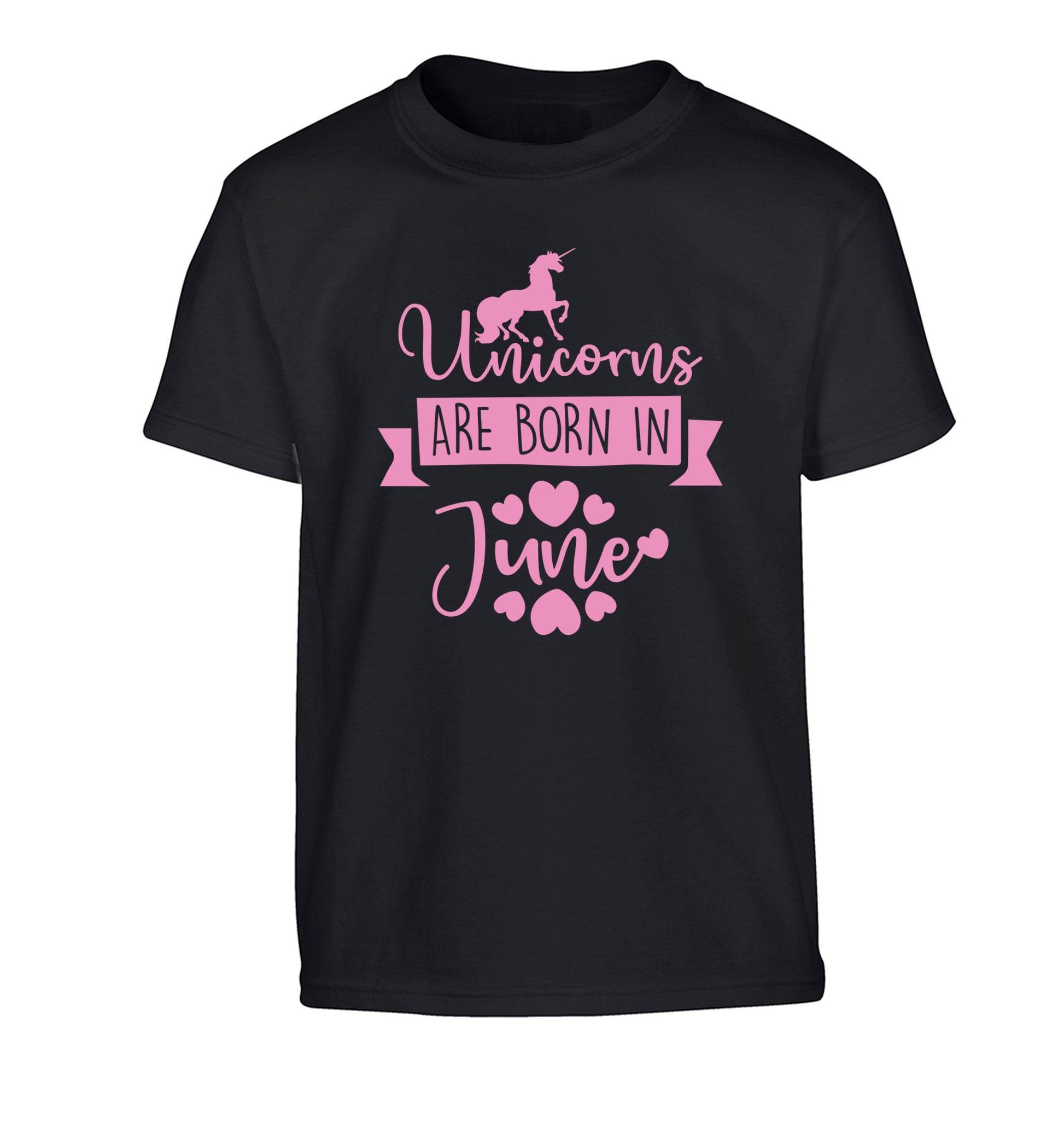 Unicorns are born in June Children's black Tshirt 12-13 Years