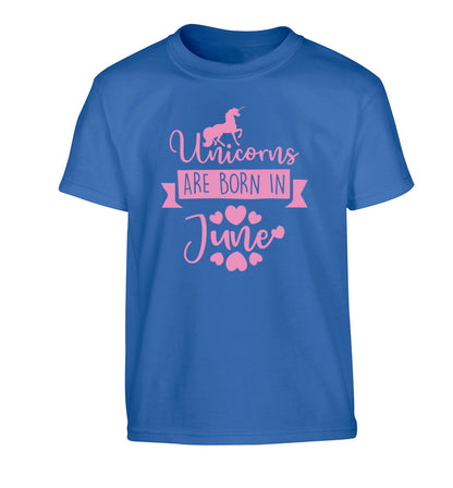 Unicorns are born in June Children's blue Tshirt 12-13 Years