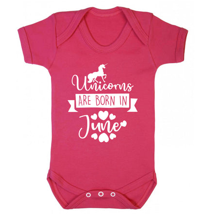 Unicorns are born in June Baby Vest dark pink 18-24 months