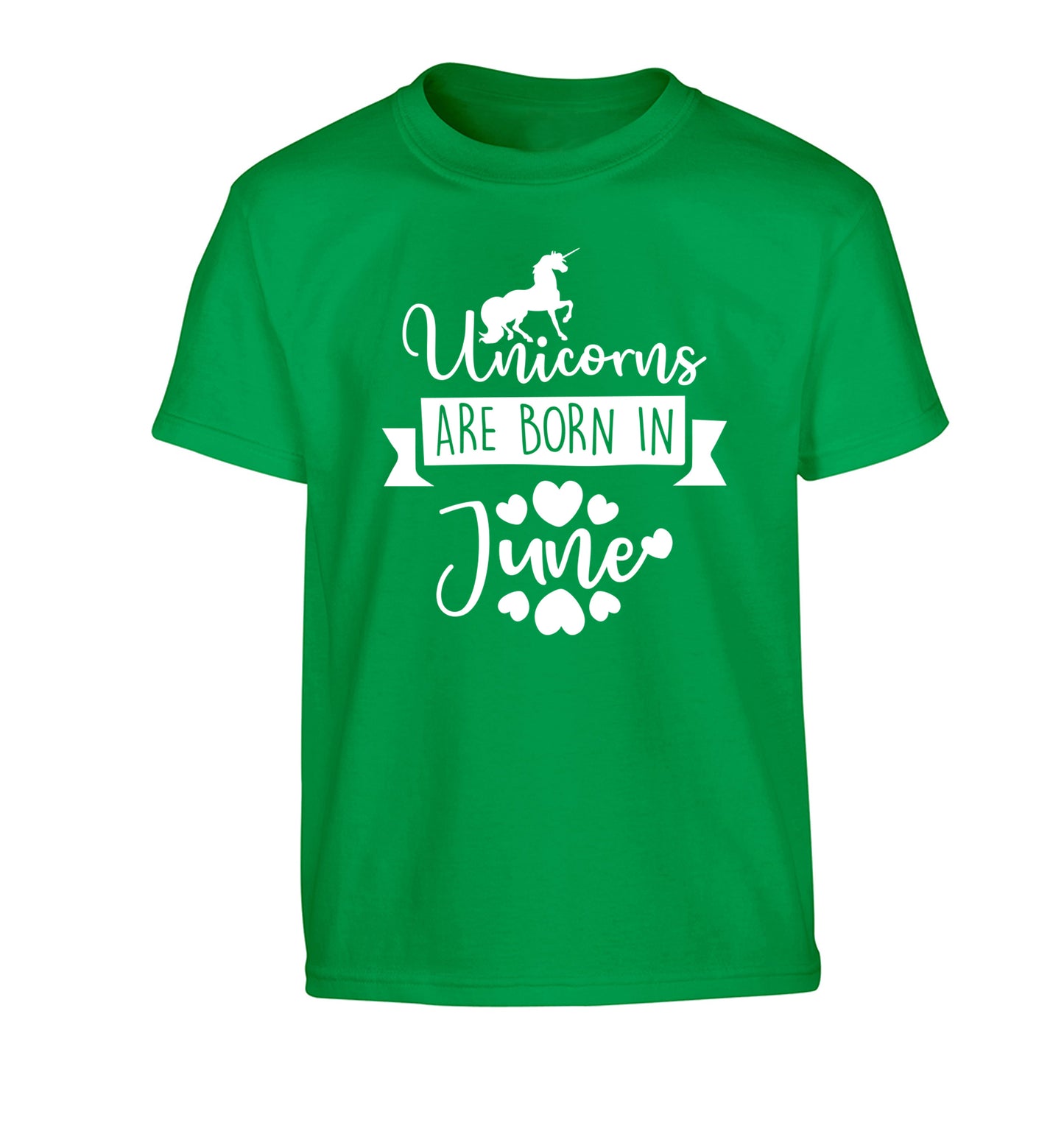 Unicorns are born in June Children's green Tshirt 12-13 Years