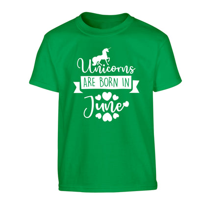 Unicorns are born in June Children's green Tshirt 12-13 Years