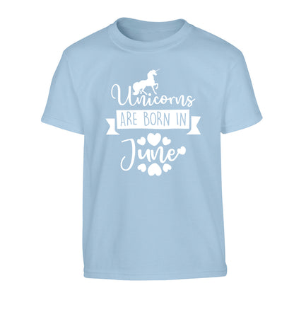 Unicorns are born in June Children's light blue Tshirt 12-13 Years