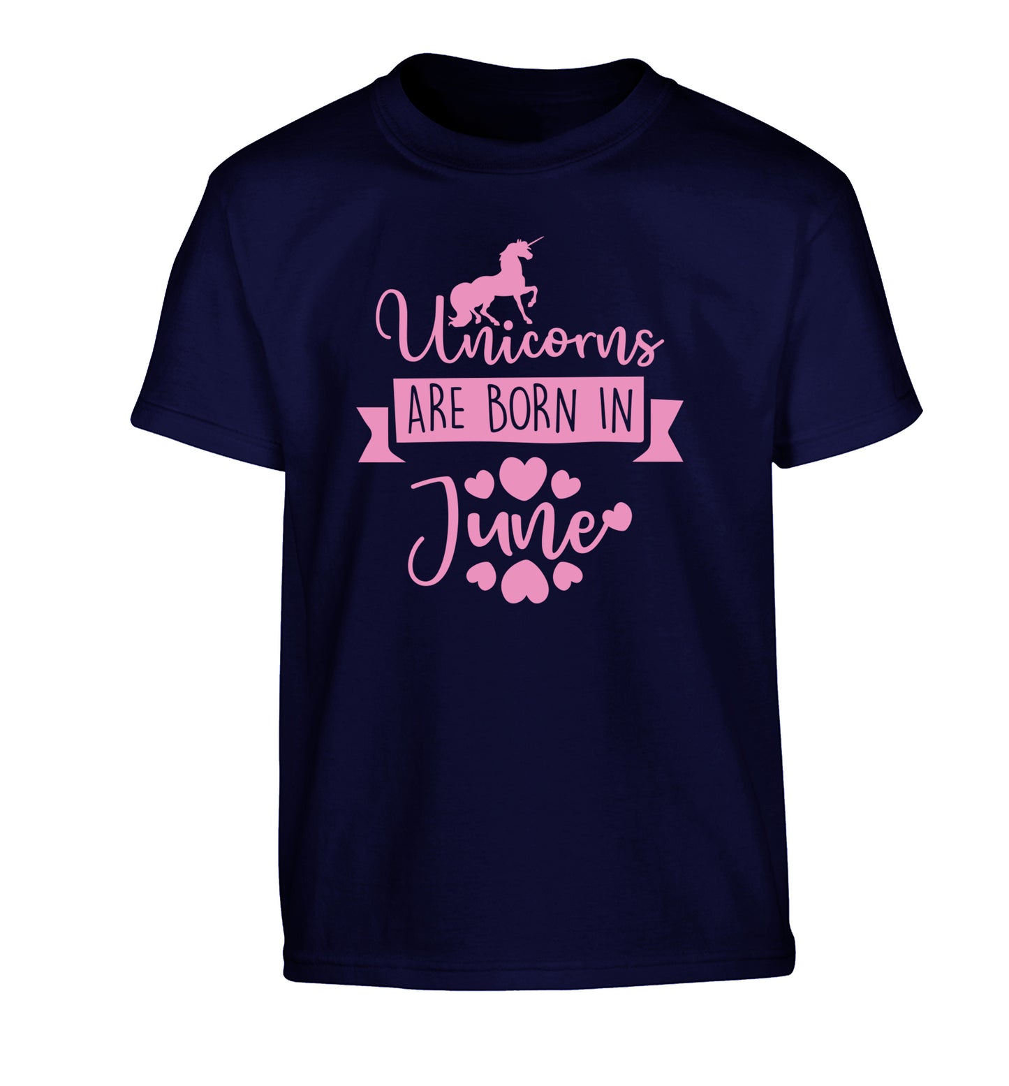 Unicorns are born in June Children's navy Tshirt 12-13 Years