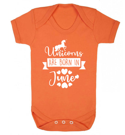 Unicorns are born in June Baby Vest orange 18-24 months