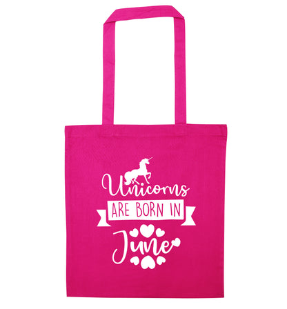 Unicorns are born in June pink tote bag