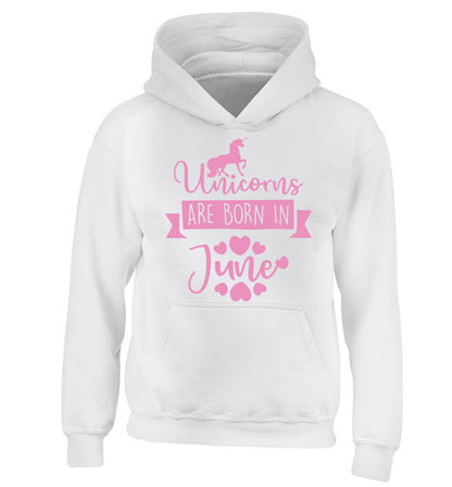 Unicorns are born in June children's white hoodie 12-13 Years