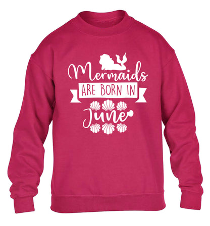 Mermaids are born in June children's pink sweater 12-13 Years