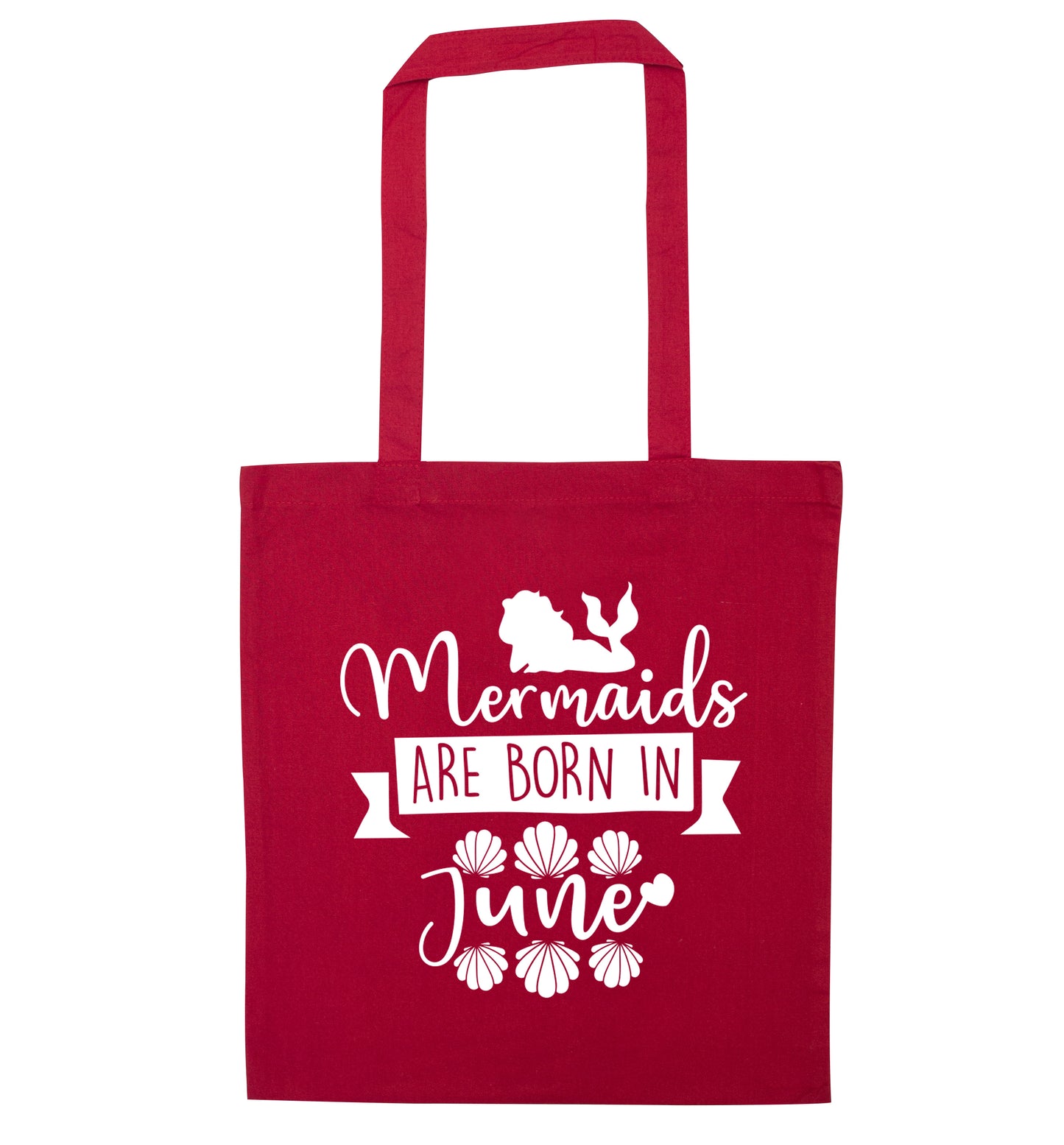 Mermaids are born in June red tote bag