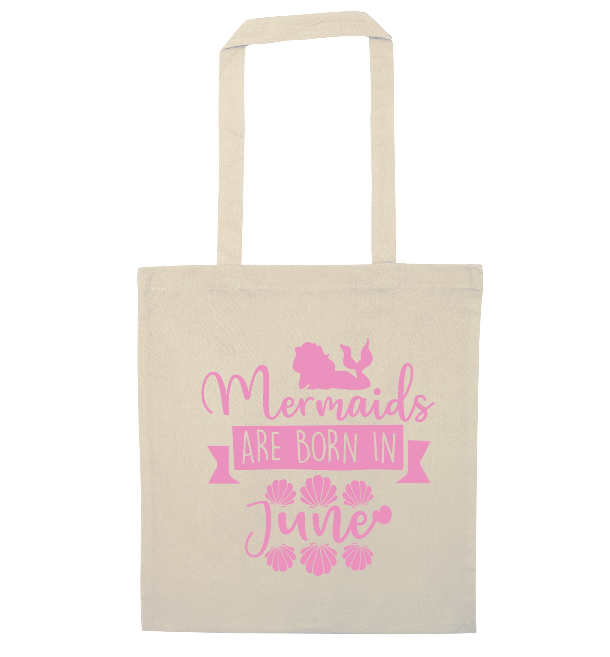 Mermaids are born in June natural tote bag