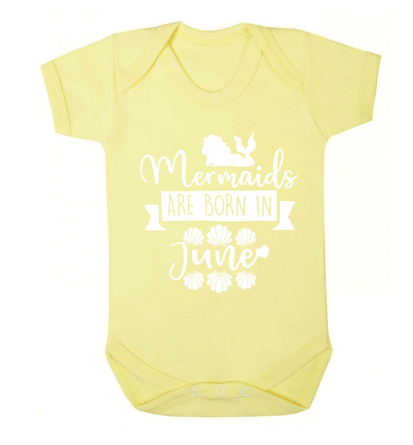 Mermaids are born in June Baby Vest pale yellow 18-24 months