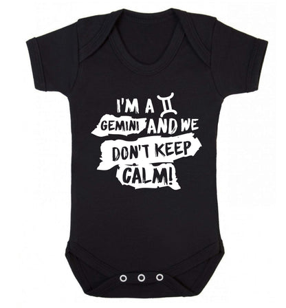 I'm a Gemini and we don't keep calm Baby Vest black 18-24 months