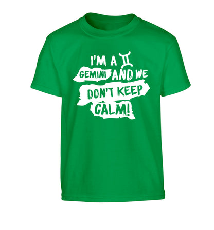 I'm a Gemini and we don't keep calm Children's green Tshirt 12-13 Years
