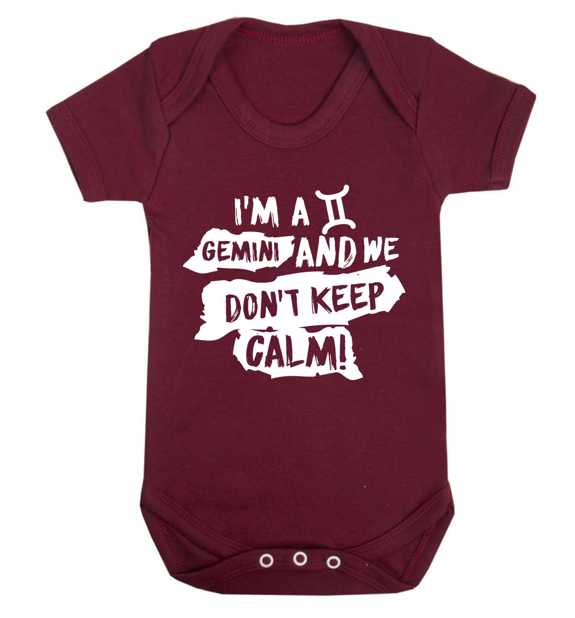 I'm a Gemini and we don't keep calm Baby Vest maroon 18-24 months