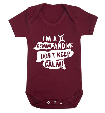 I'm a Gemini and we don't keep calm Baby Vest maroon 18-24 months