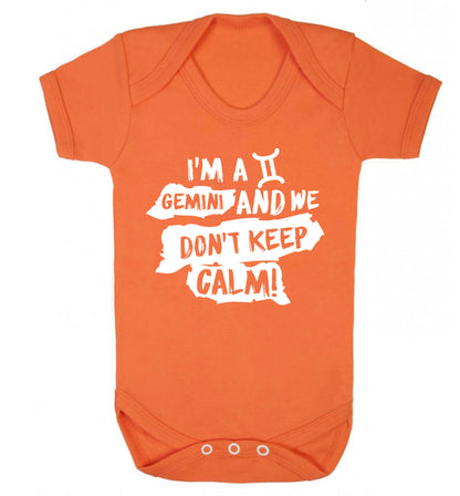 I'm a Gemini and we don't keep calm Baby Vest orange 18-24 months