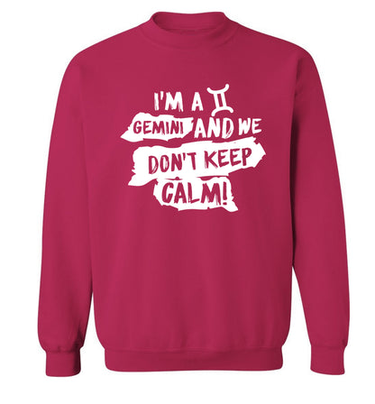 I'm a Gemini and we don't keep calm Adult's unisex pink Sweater 2XL
