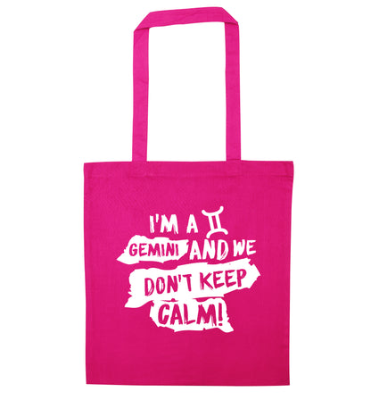 I'm a Gemini and we don't keep calm pink tote bag