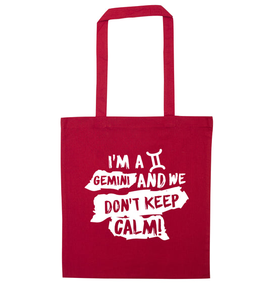 I'm a Gemini and we don't keep calm red tote bag