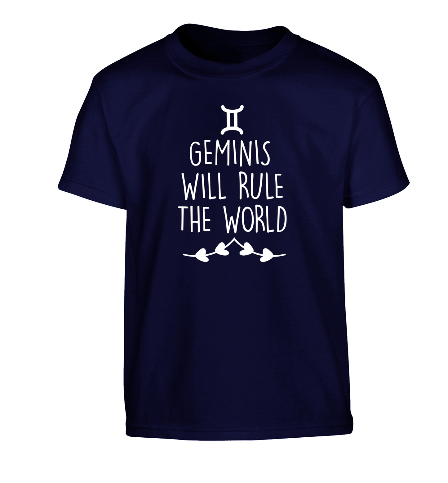 Geminis will rule the world Children's navy Tshirt 12-13 Years