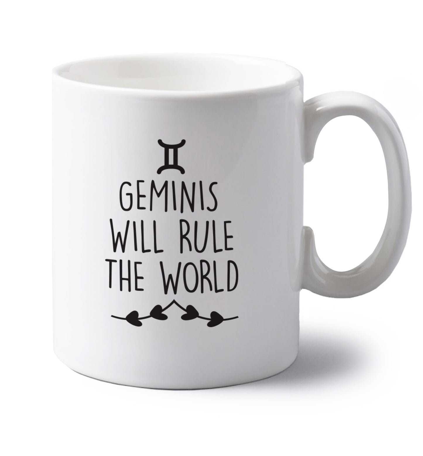 Geminis will rule the world left handed white ceramic mug 