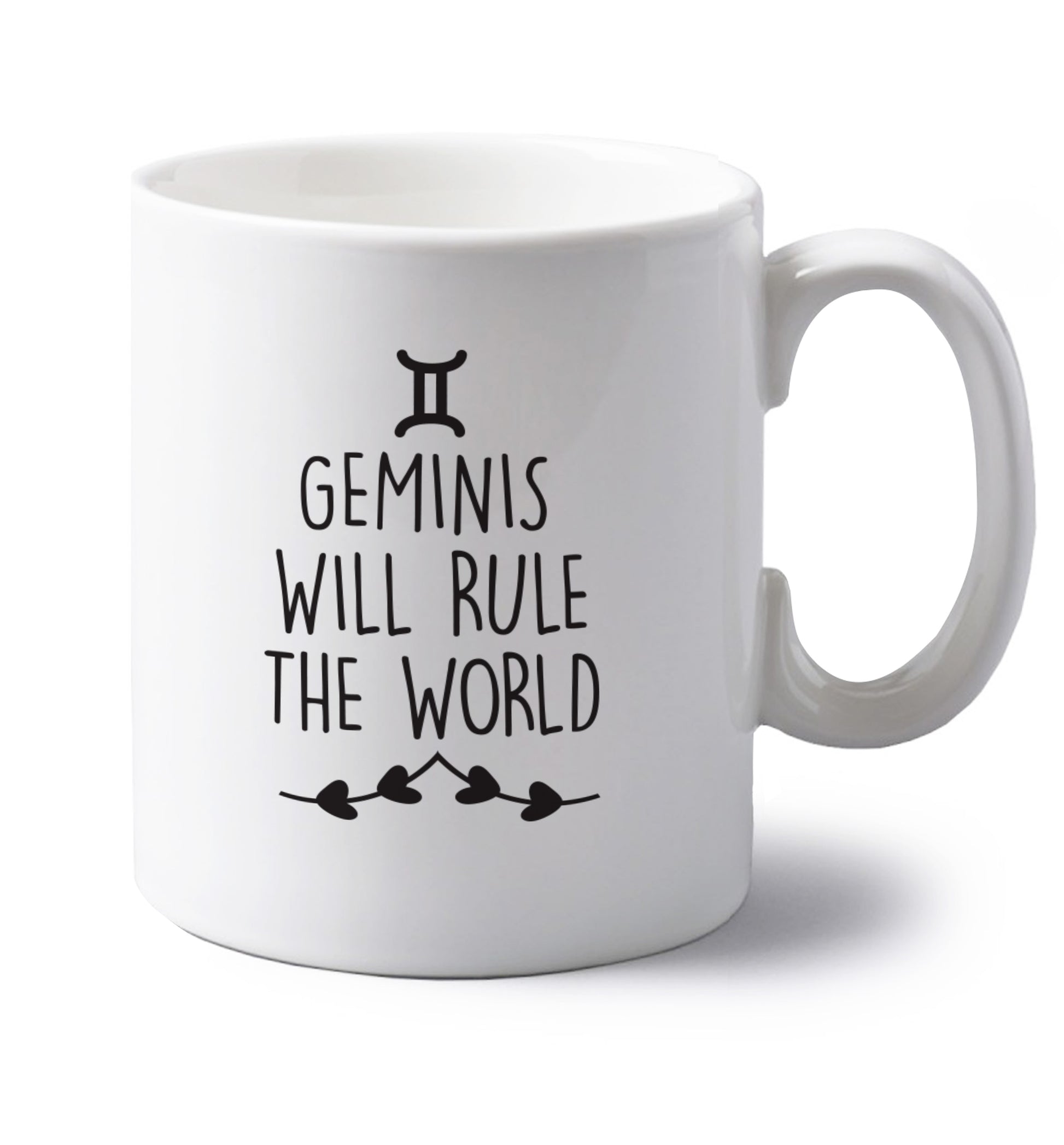 Geminis will rule the world left handed white ceramic mug 