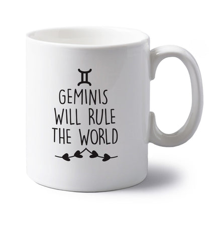 Geminis will rule the world left handed white ceramic mug 