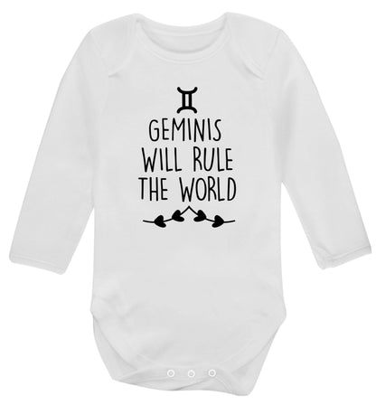 Geminis will rule the world Baby Vest long sleeved white 6-12 months