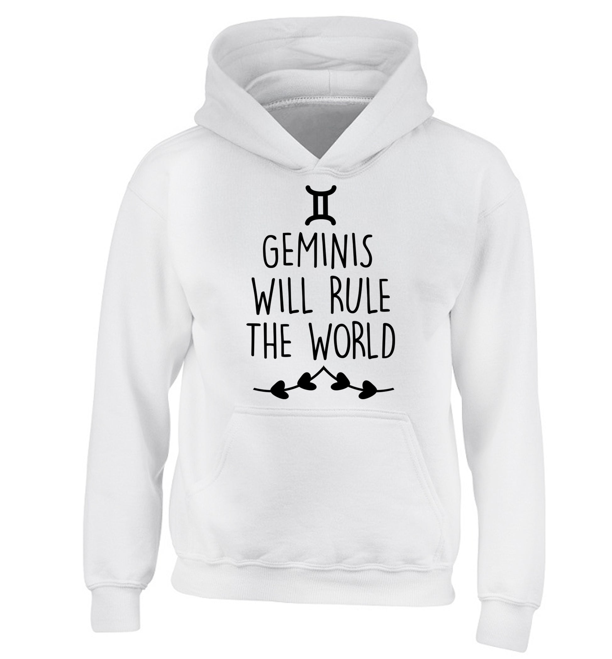 Geminis will rule the world children's white hoodie 12-13 Years